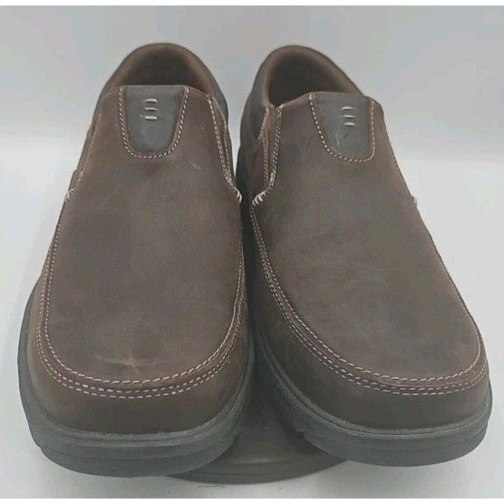 Skechers Shoes Mens 13 Brown Segment Relaxed Fit Gel Memory Foam Loafers Work